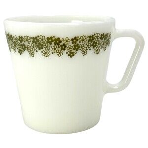 Pyrex Coffee Mug Cup Corning NY USA MCM VTG Pattern Spring Blossom Green